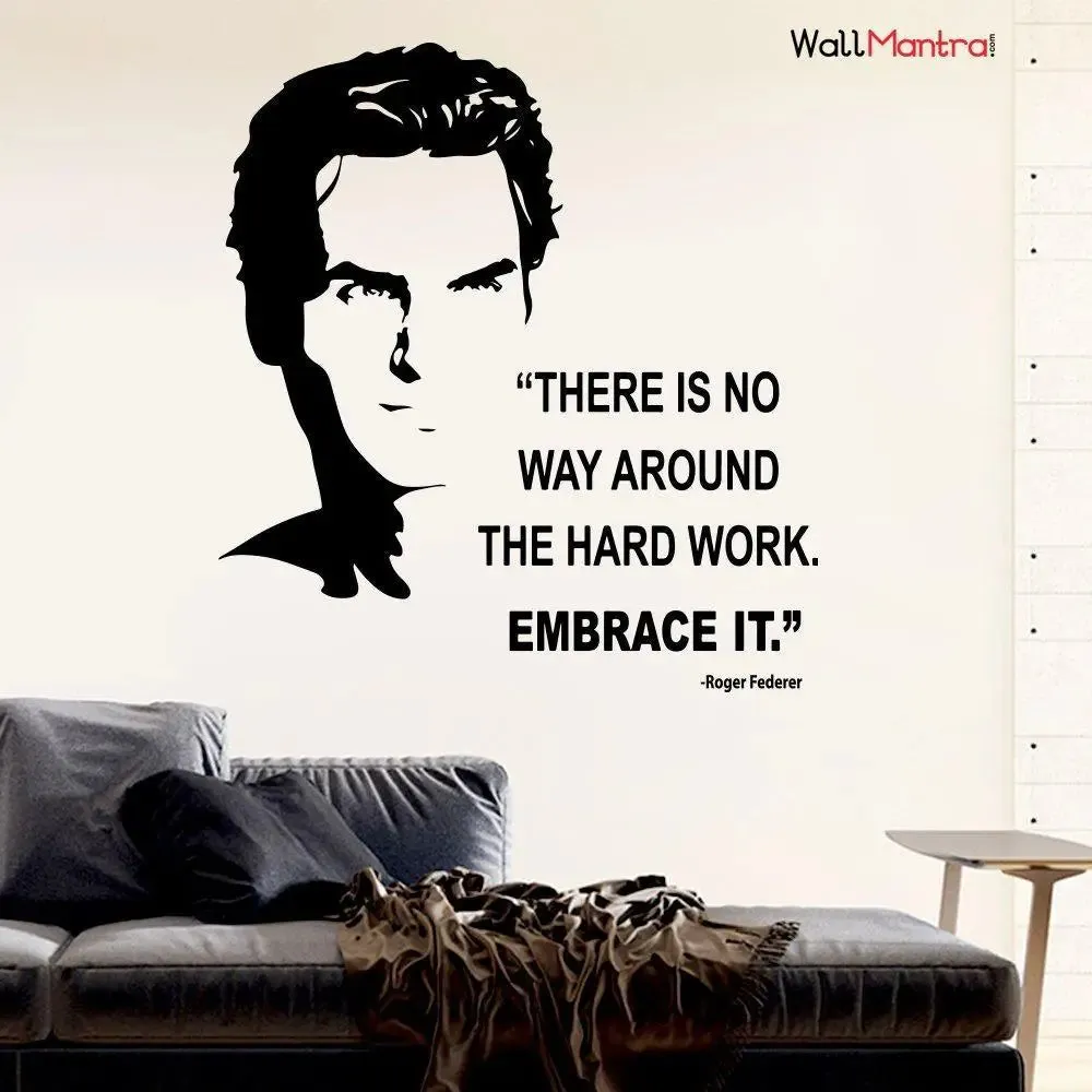 Roger Federer With Quote Sports Wall Sticker And Wall Decal