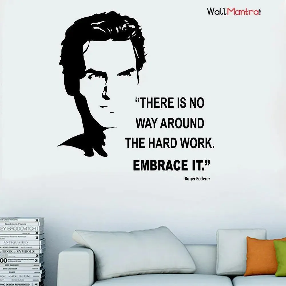 Roger Federer With Quote Sports Wall Sticker And Wall Decal