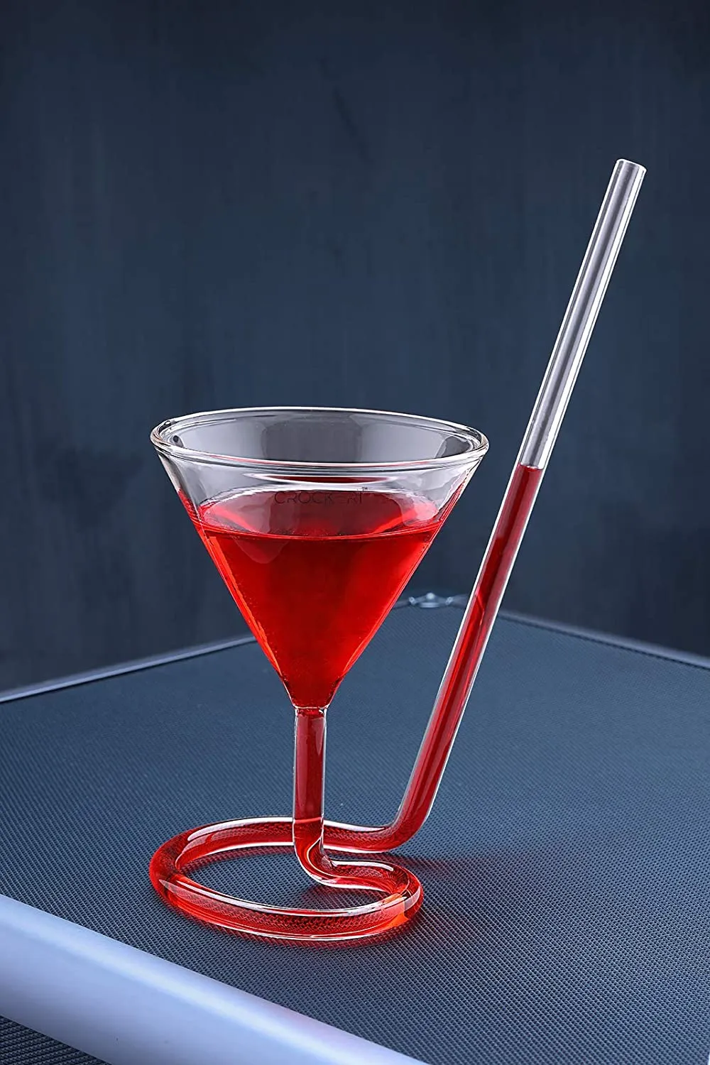 Roll Sip Martini Cocktail Glasses with Build in Straw Single Piece