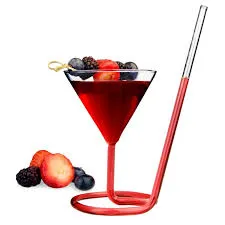 Roll Sip Martini Cocktail Glasses with Build in Straw Single Piece