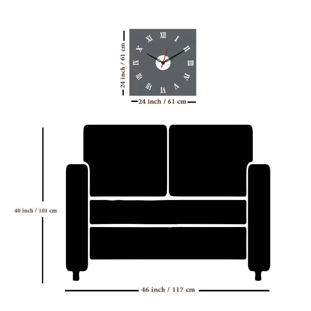 Roman Number Big Size 3D Infinity Wall Clock (Size: 24 inch X 24 inch)