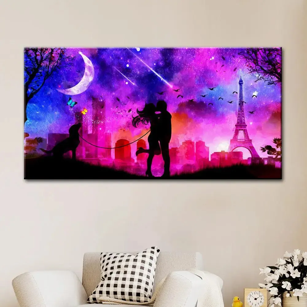 Romantic Couple Beautiful Design Canvas Printed Painting With Frame