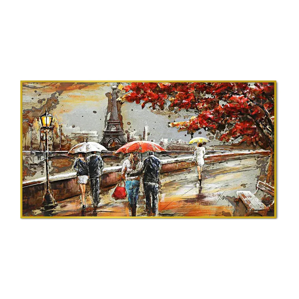 Romantic Couple in Paris Canvas Art  Wall Painting With Frame