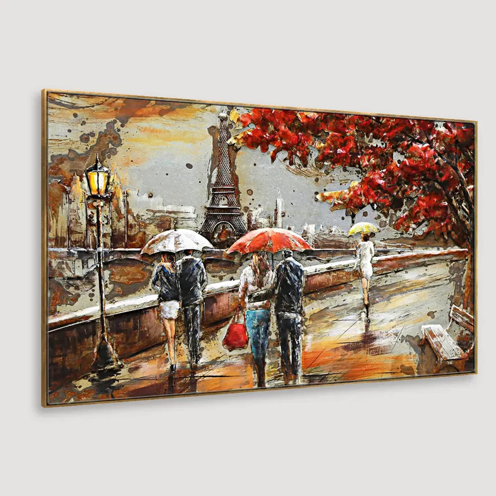 Romantic Couple in Paris Canvas Art  Wall Painting With Frame