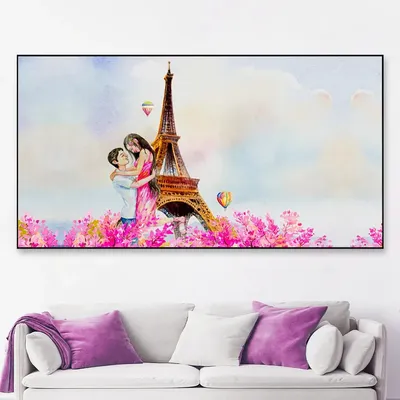 Romantic Couple in  Paris Canvas Printed Painting