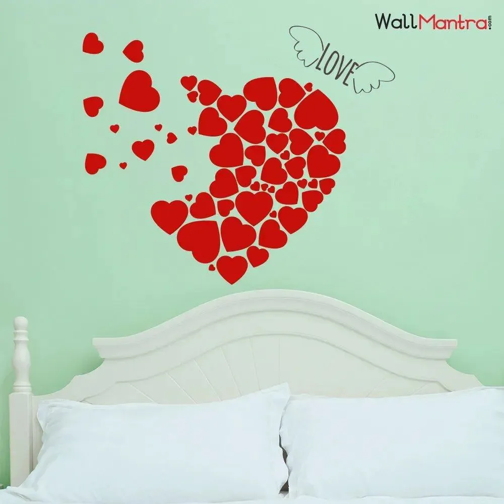 Romantic Heart Shape Wall Sticker And Wall Decal 76 x 63 cm
