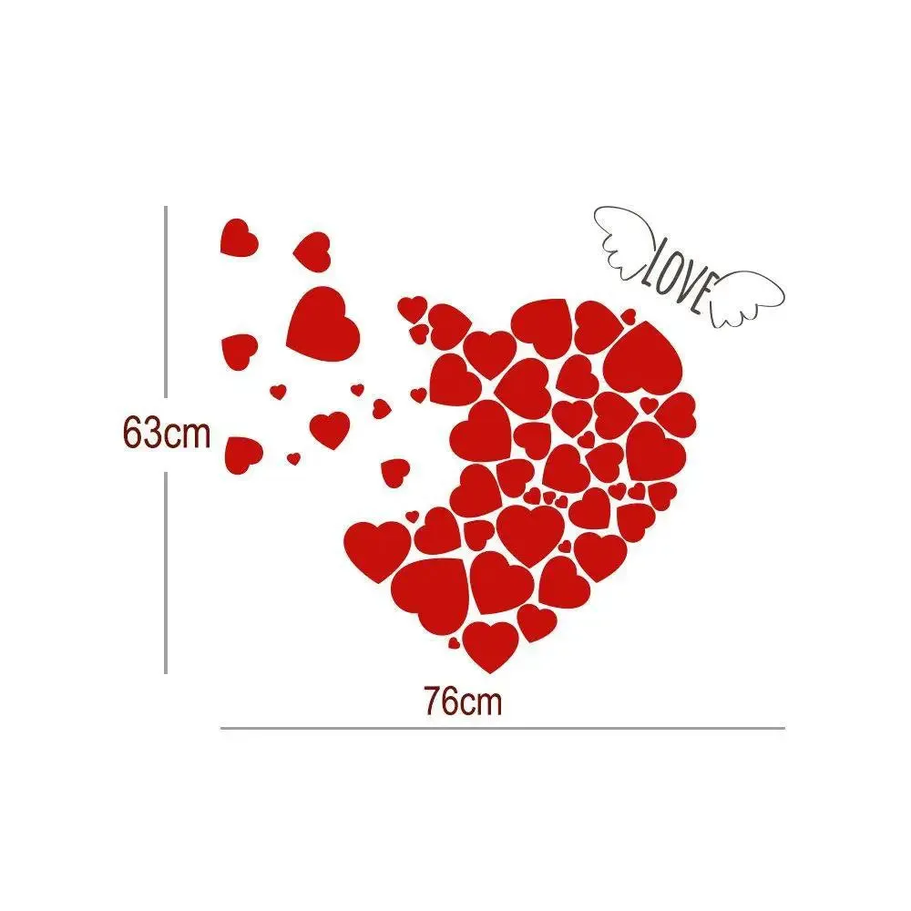 Romantic Heart Shape Wall Sticker And Wall Decal 76 x 63 cm