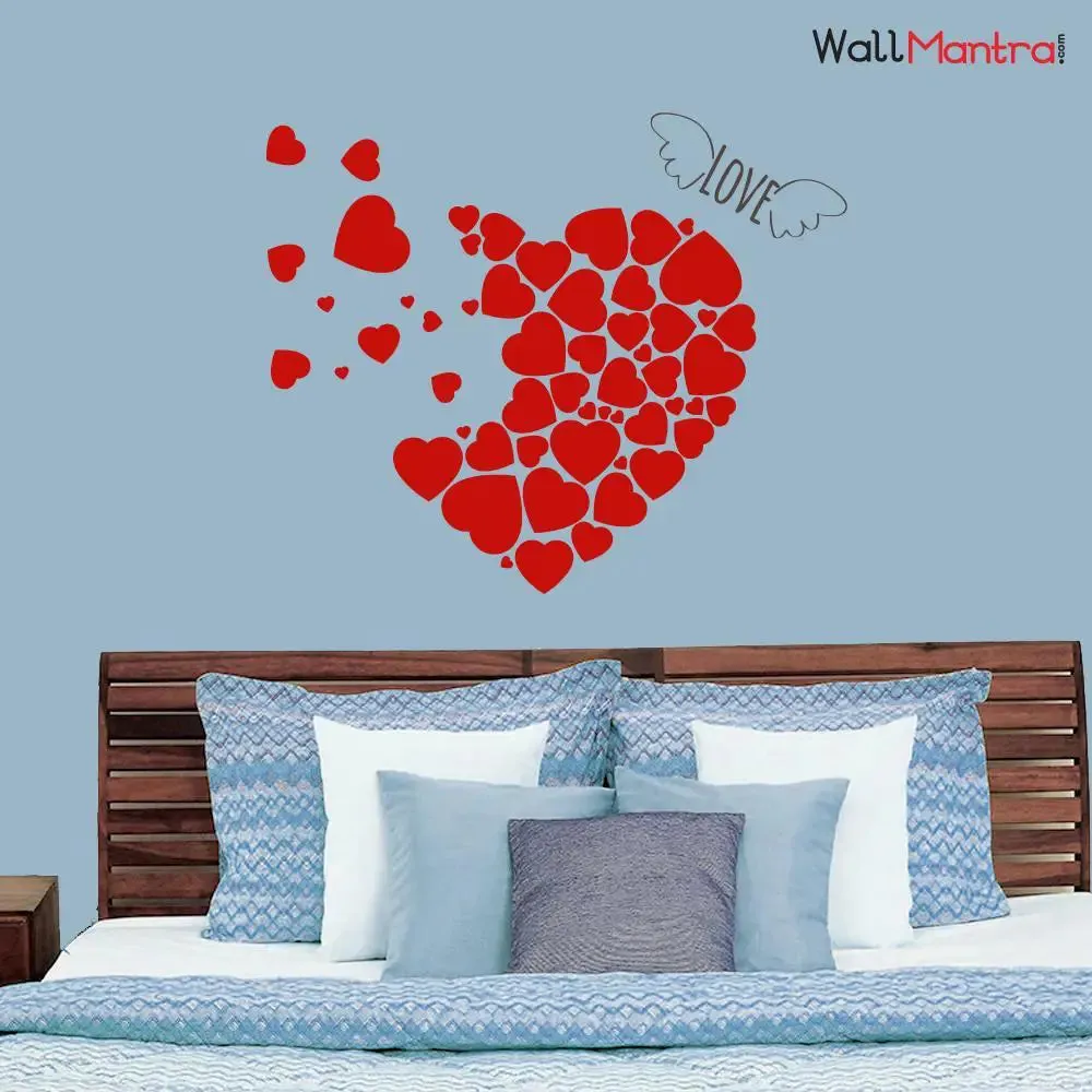 Romantic Heart Shape Wall Sticker And Wall Decal 76 x 63 cm