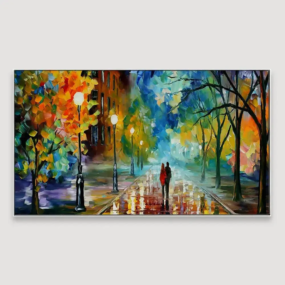 Romantic Love Couple in Forest Canvas Painting With Frame