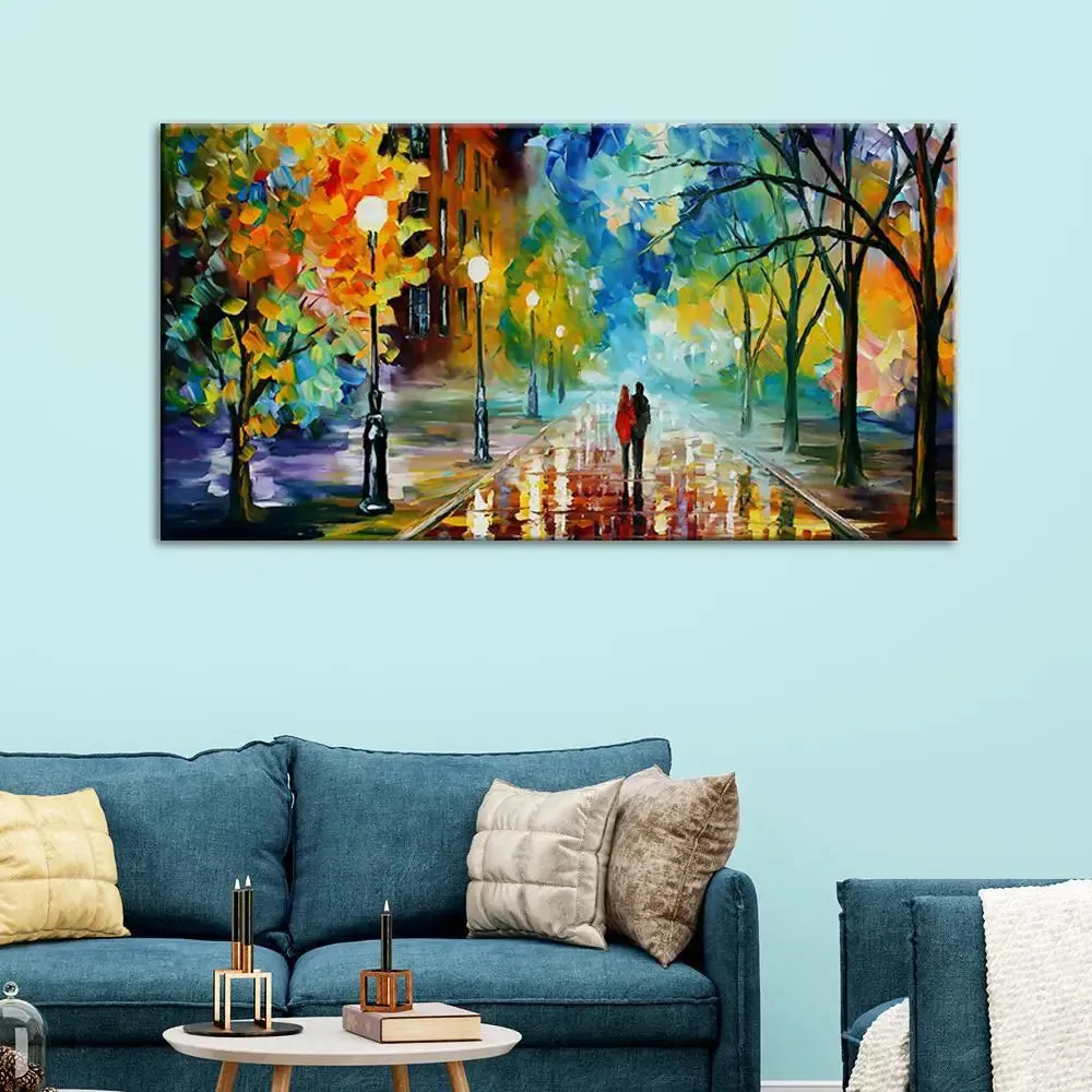 Romantic Love Couple in Forest Canvas Painting With Frame