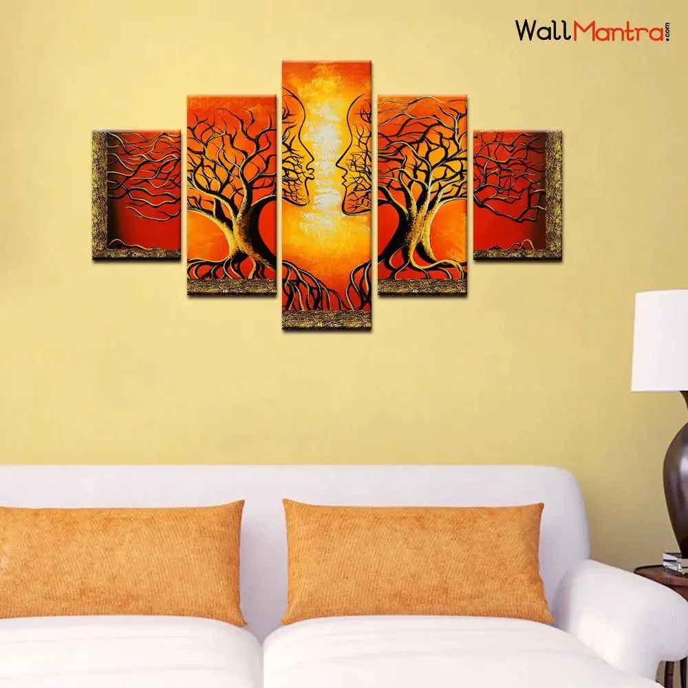 Romantic Tree 5 Pieces Canvas Print Wall Painting