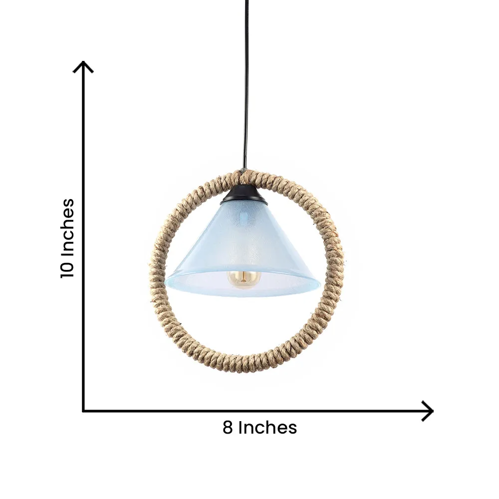 Rope Encircled Blue Glass Decorative Ceiling Light
