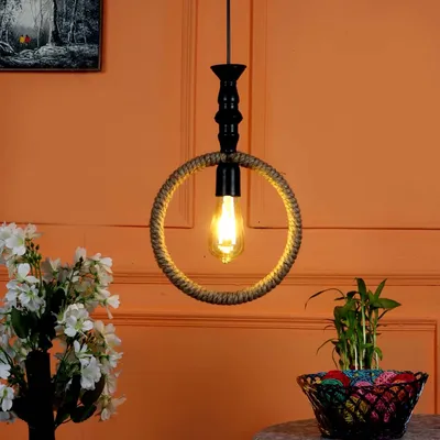 Rope Encircled Contemporary Hanging Light