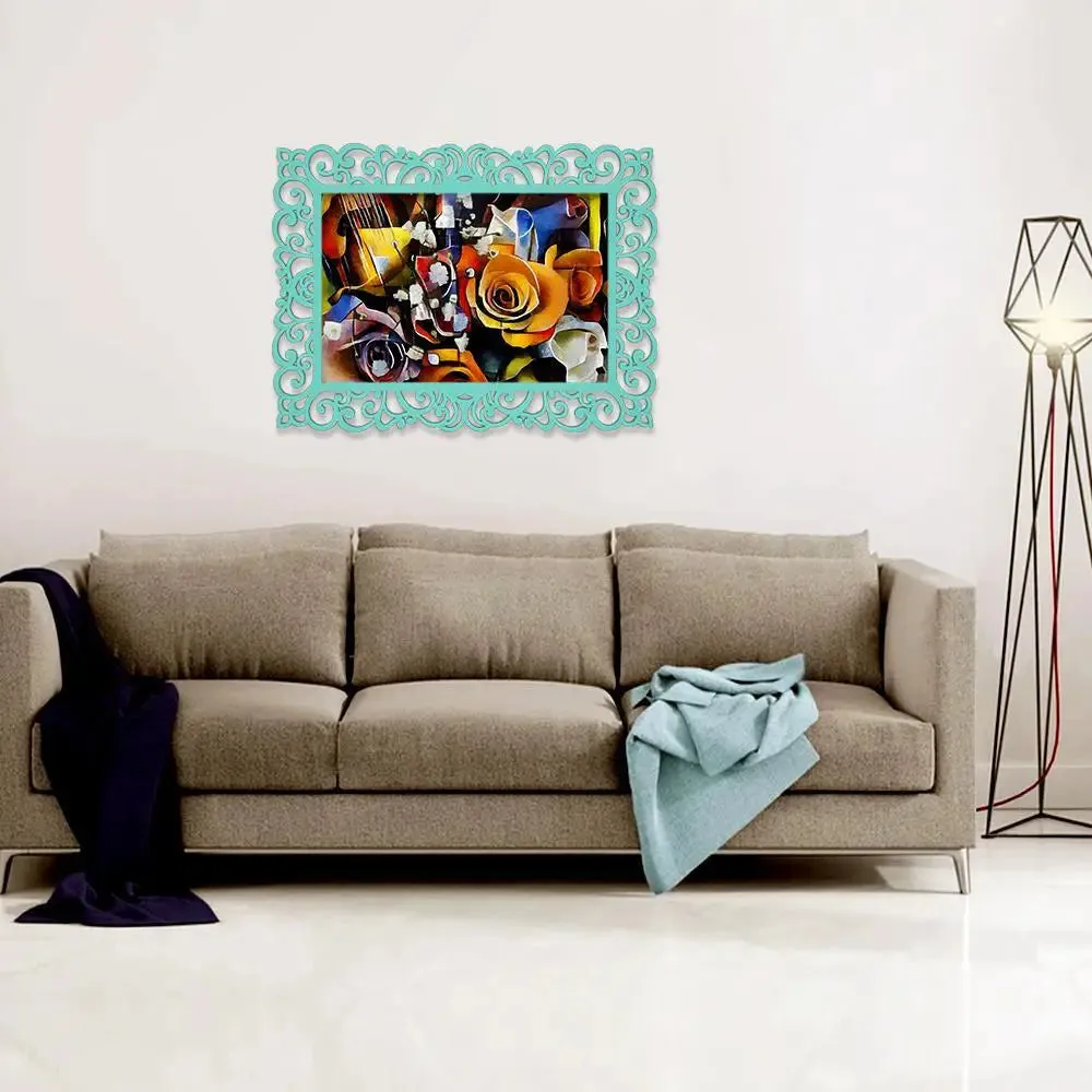 Rose Flowers With Musical instrument Canvas Print in Decorative Frame
