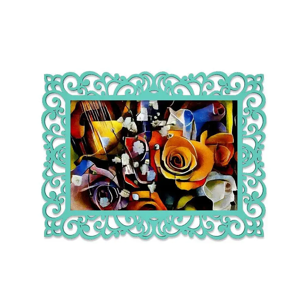 Rose Flowers With Musical instrument Canvas Print in Decorative Frame