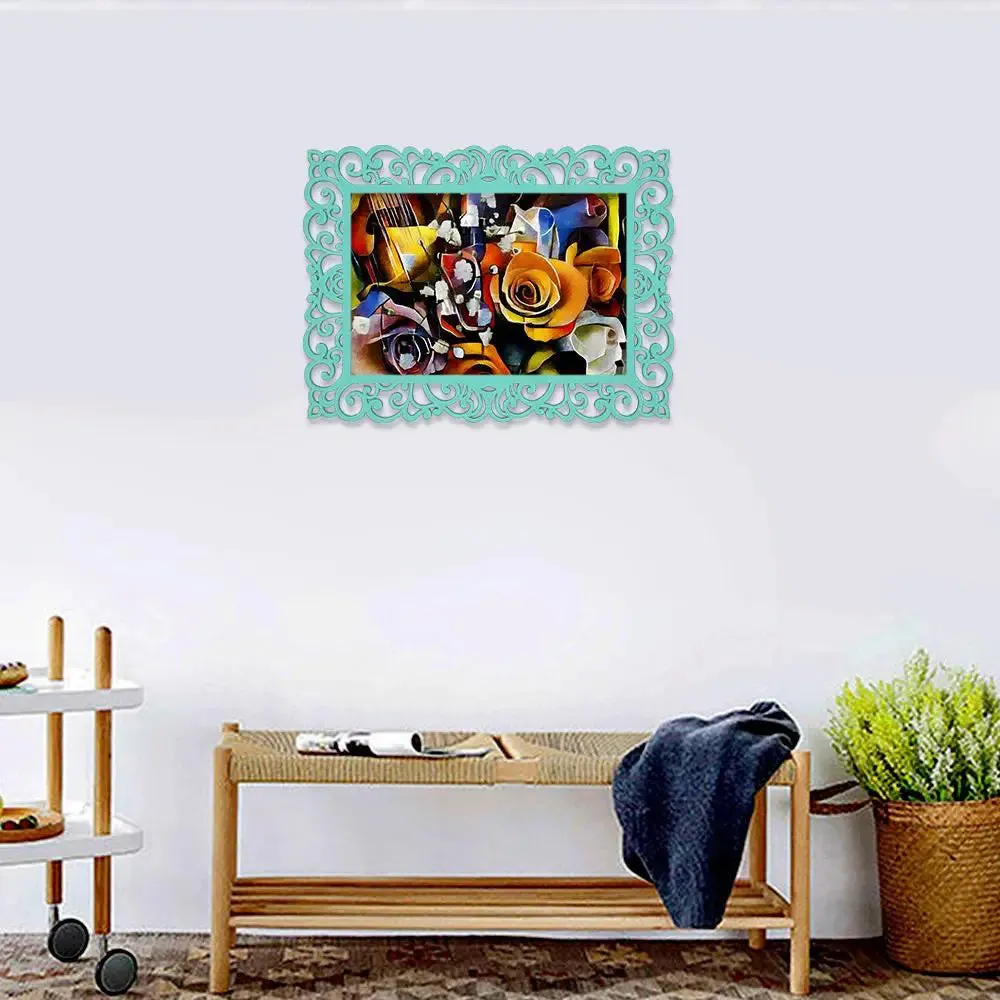 Rose Flowers With Musical instrument Canvas Print in Decorative Frame