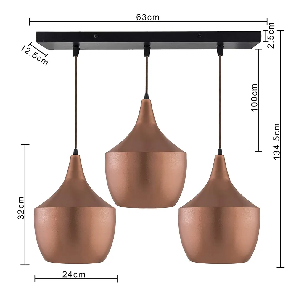 Rose Gold Elegant Finish Square Top Cluster Ceiling Light (Bulb not included)