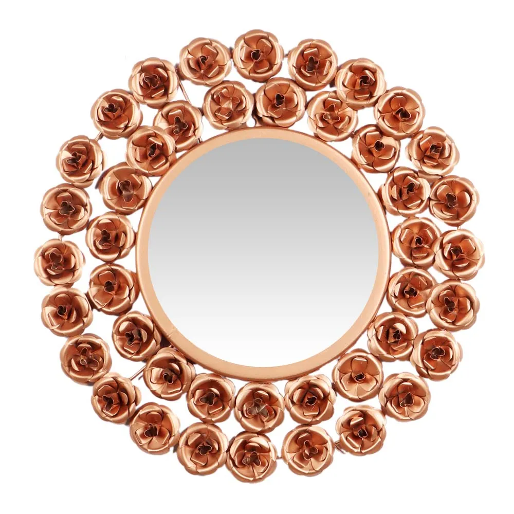 Rose Gold Floral Edge Decorative Mirror Wall Decor Set Of 2