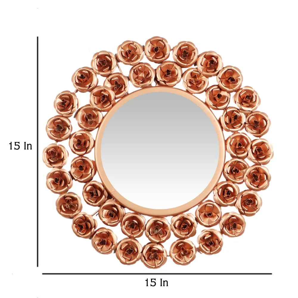 Rose Gold Floral Edge Decorative Mirror Wall Decor Set Of 2