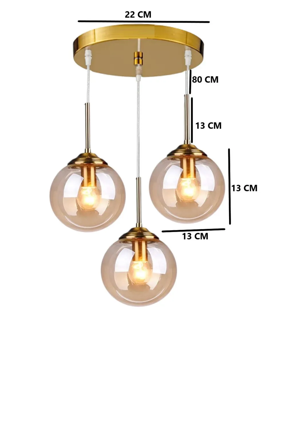 Rose Gold Touch Contemporary Triplet Pendant Light Single Piece