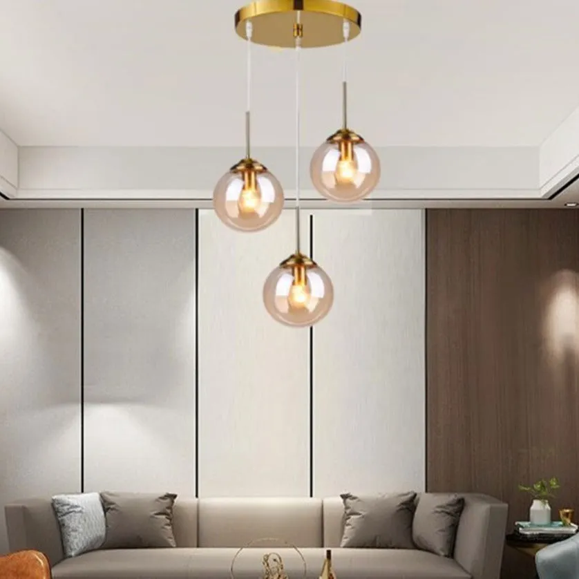 Rose Gold Touch Contemporary Triplet Pendant Light Single Piece