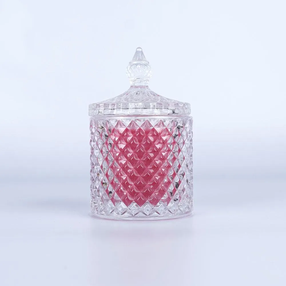 Rose Pink Diamond-cut glass Scented Candle Jar