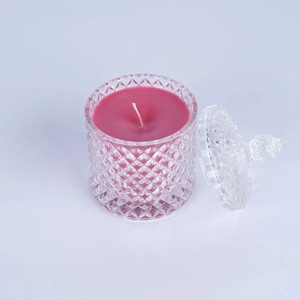 Rose Pink Diamond-cut glass Scented Candle Jar
