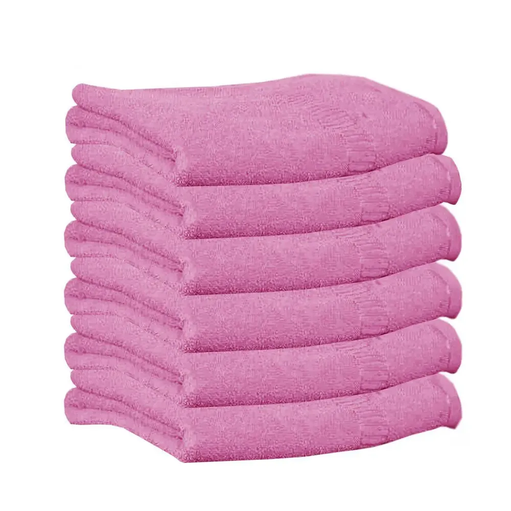 Rose Pink Hand Towel Set of 6 Solid by Lushomes