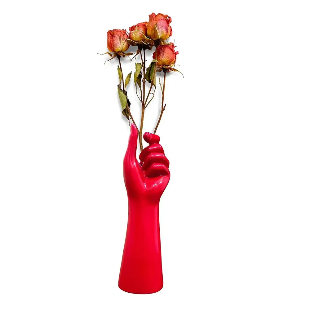 Rose Red Polished Ceramic Flower Vase