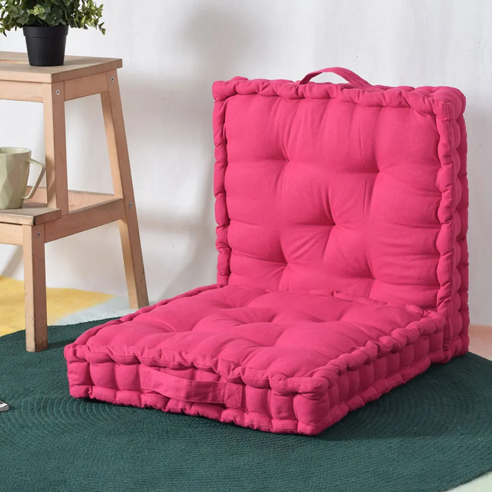 Rosy Pink Cotton Matlas Floor Sitting Cushion Set Of 2