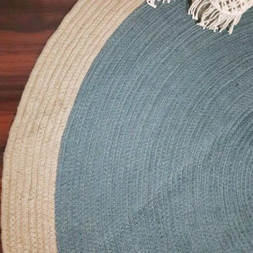 Round Bordered Elegant Blue Rug XS (2*2ft)