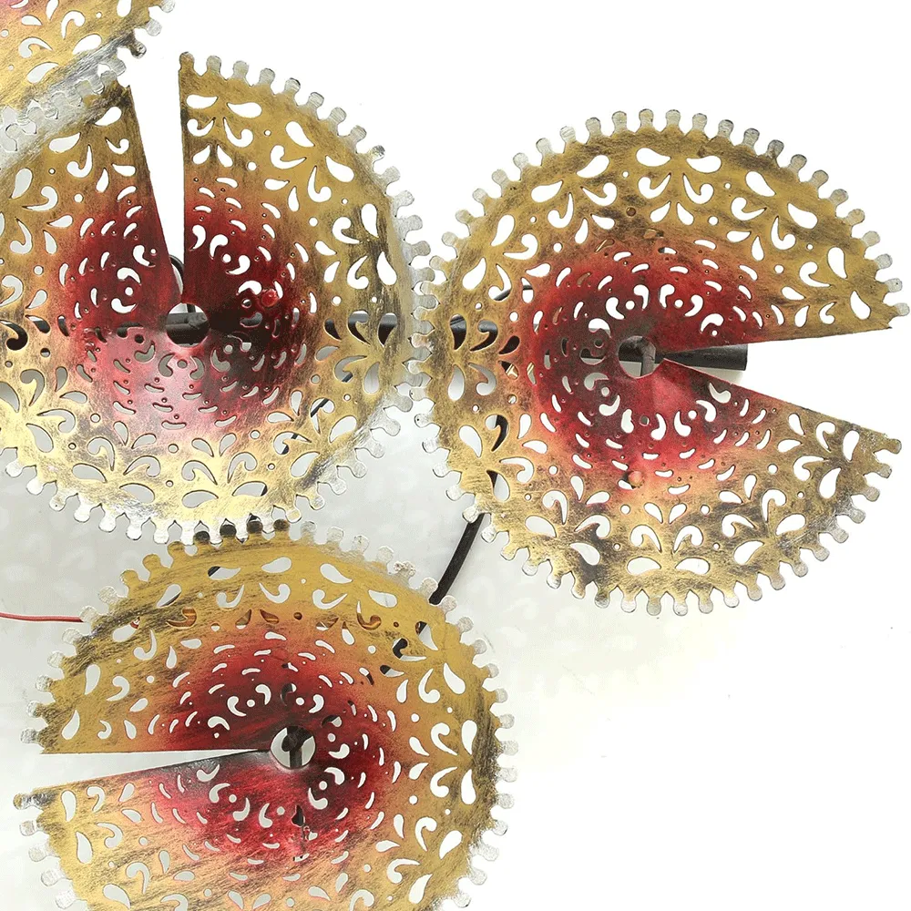 Round Crafted Plates Metal Wall Art With Led