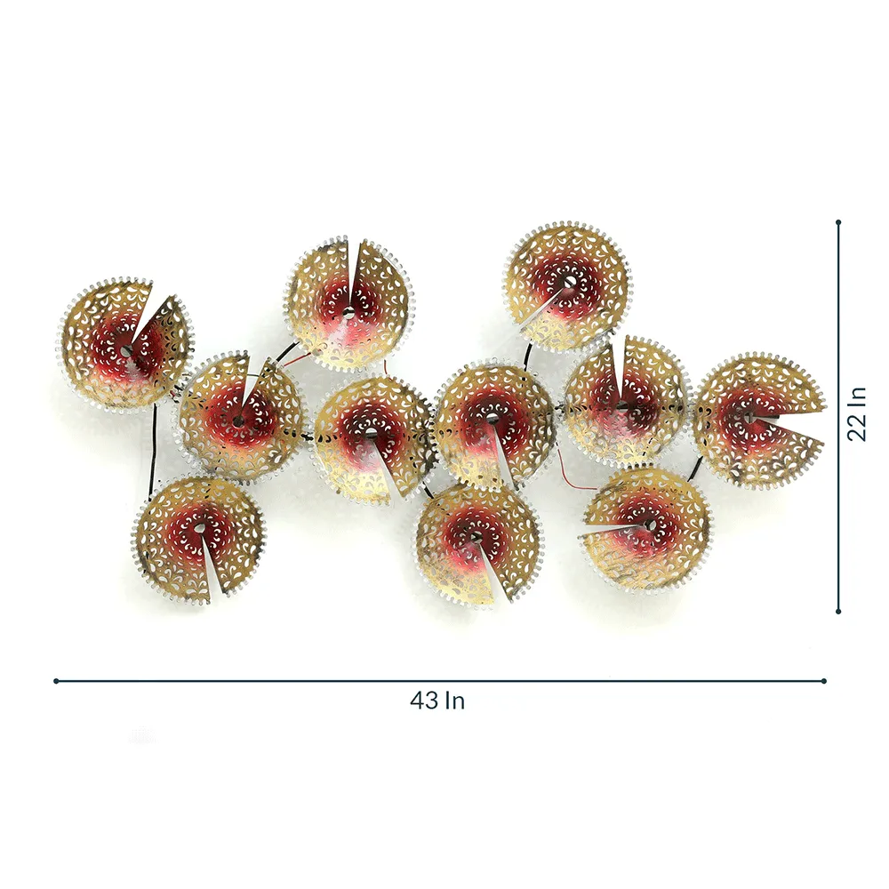 Round Crafted Plates Metal Wall Art With Led