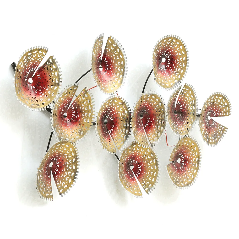Round Crafted Plates Metal Wall Art With Led
