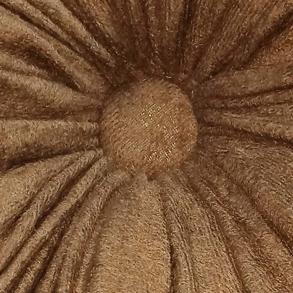 Round Hand Stitched Smoking Velvet Brown Cushion Cover With Filler