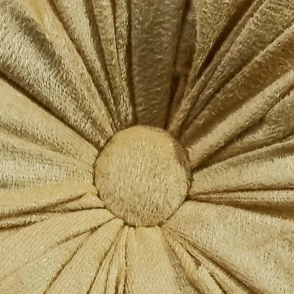 Round Hand Stitched Smoking Velvet Gold Cushion Cover With Filler