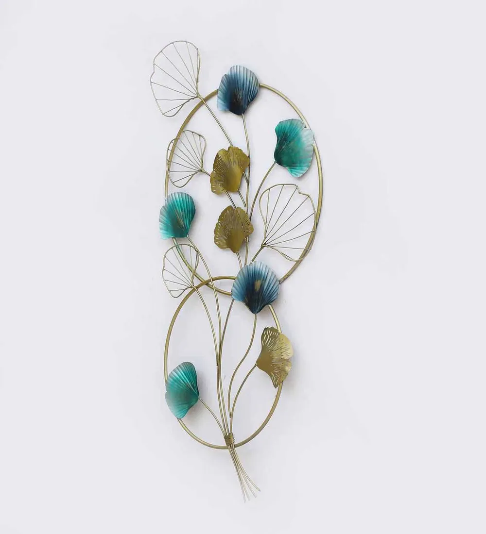 Round Leaf Assortment Rings Metal Wall Art