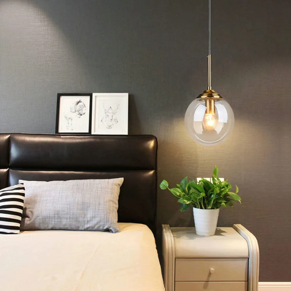 Round Minimalist Transparent Hanging Light Single Piece