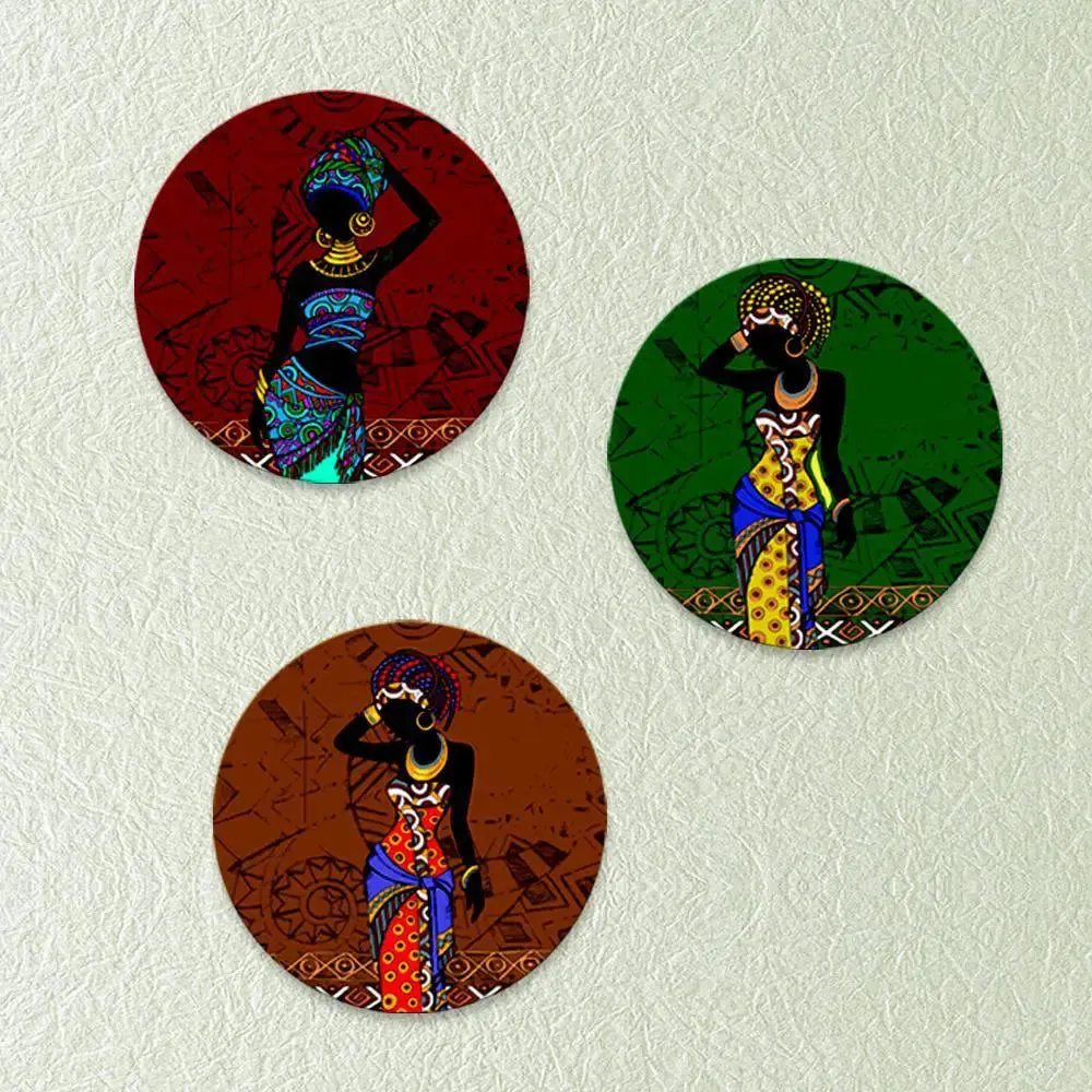 Round Shape African Girl Wall Painting &amp; Canvas Wall Art Set of 3