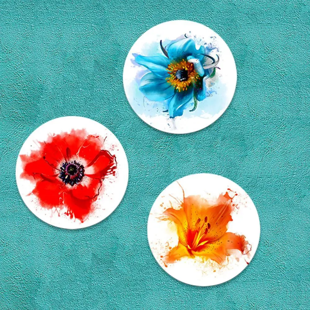 Round Shape Flower Canvas Wall Painting - 3 Pieces