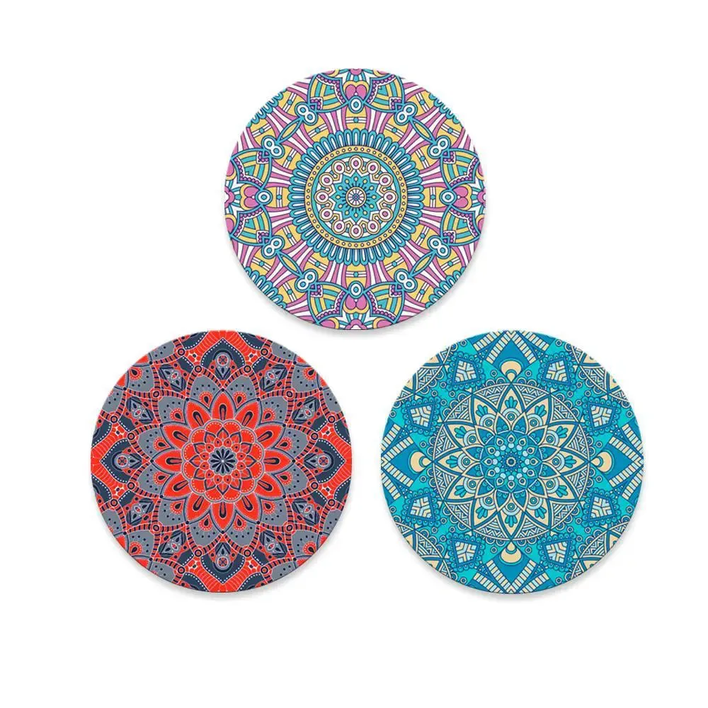 Round Shape Mandala Design Canvas wall Painting Set of 3