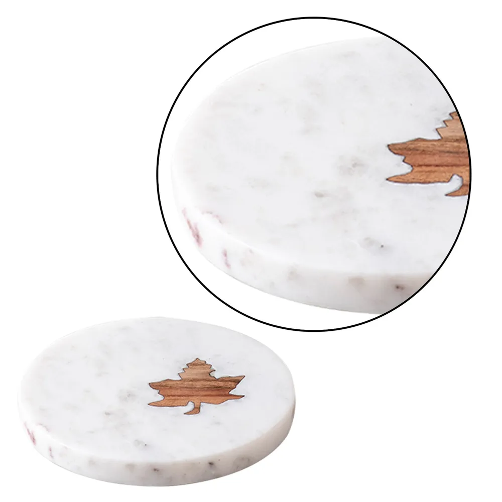 Round White Marble Coasters Set Of 6