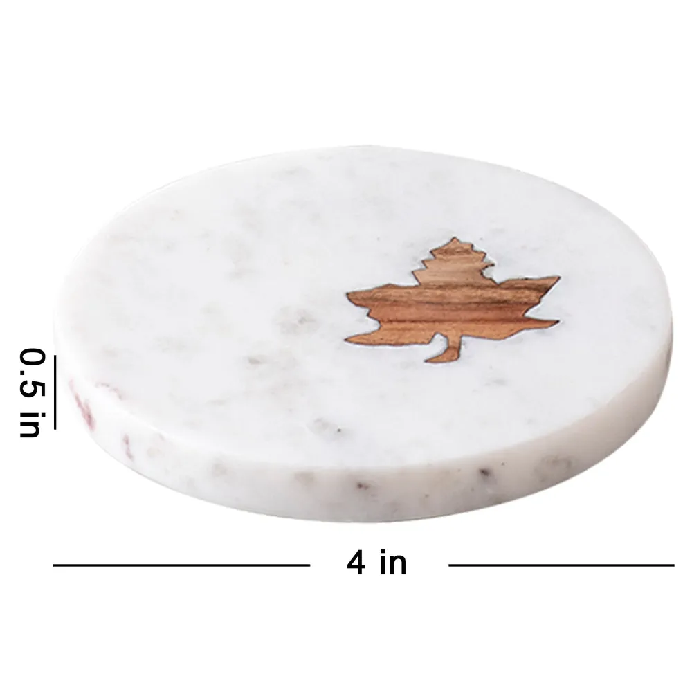 Round White Marble Coasters Set Of 6