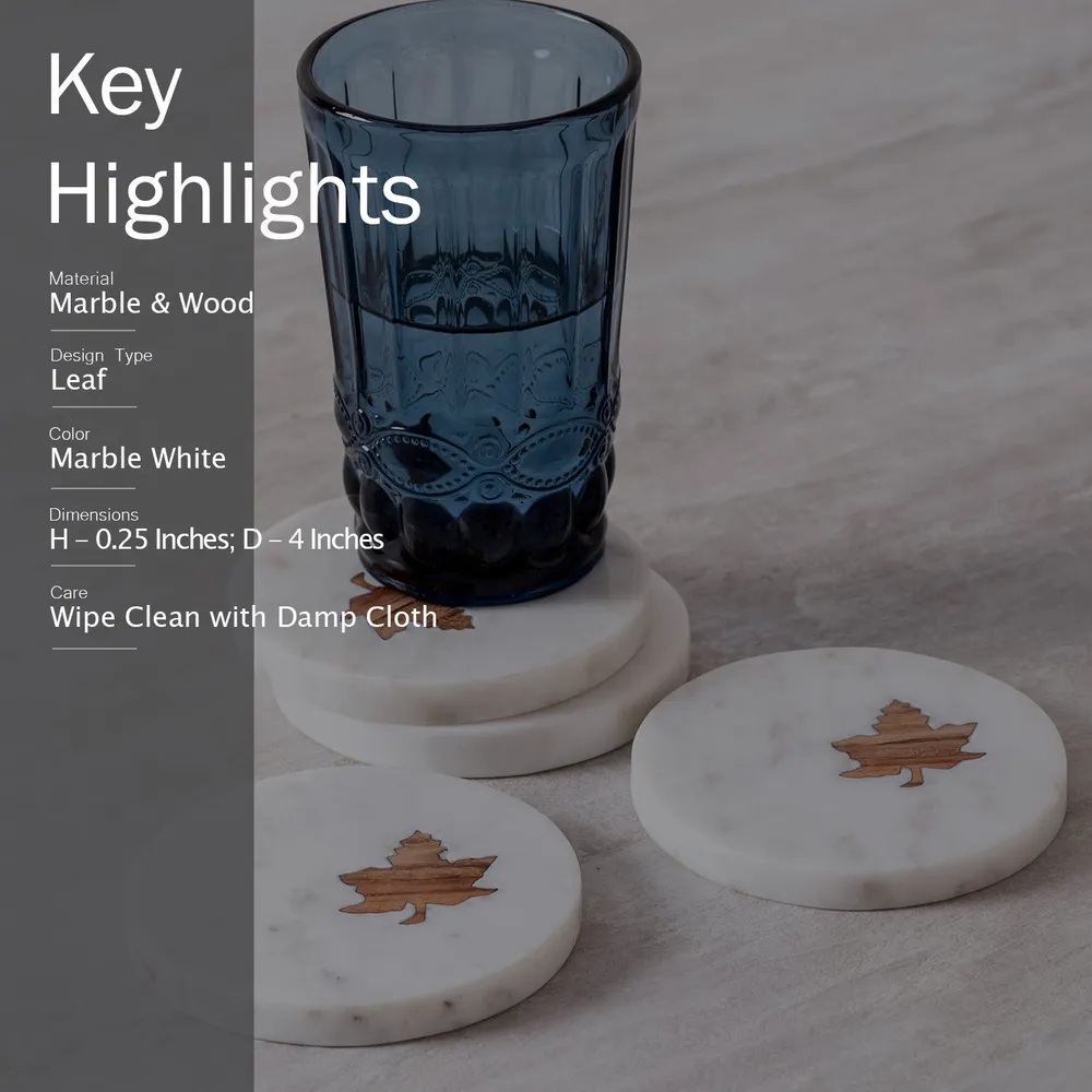 Round White Marble Coasters Set Of 6