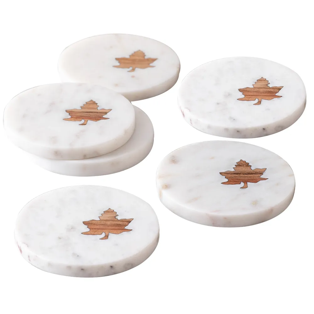 Round White Marble Coasters Set Of 6