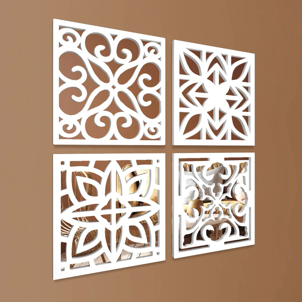 Royal Arabic Wooden Mirror Wall Art- Set of 4
