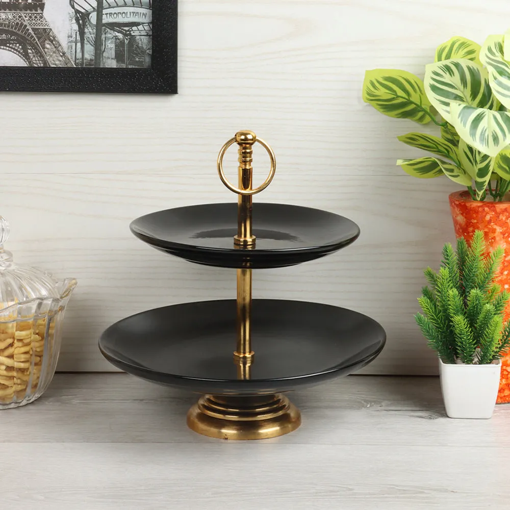 Royal Black 2 Tier Ceramic Platter