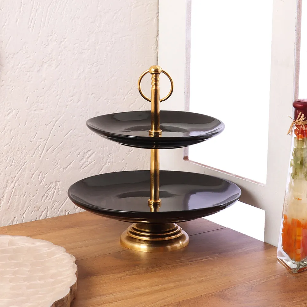 Royal Black 2 Tier Ceramic Platter