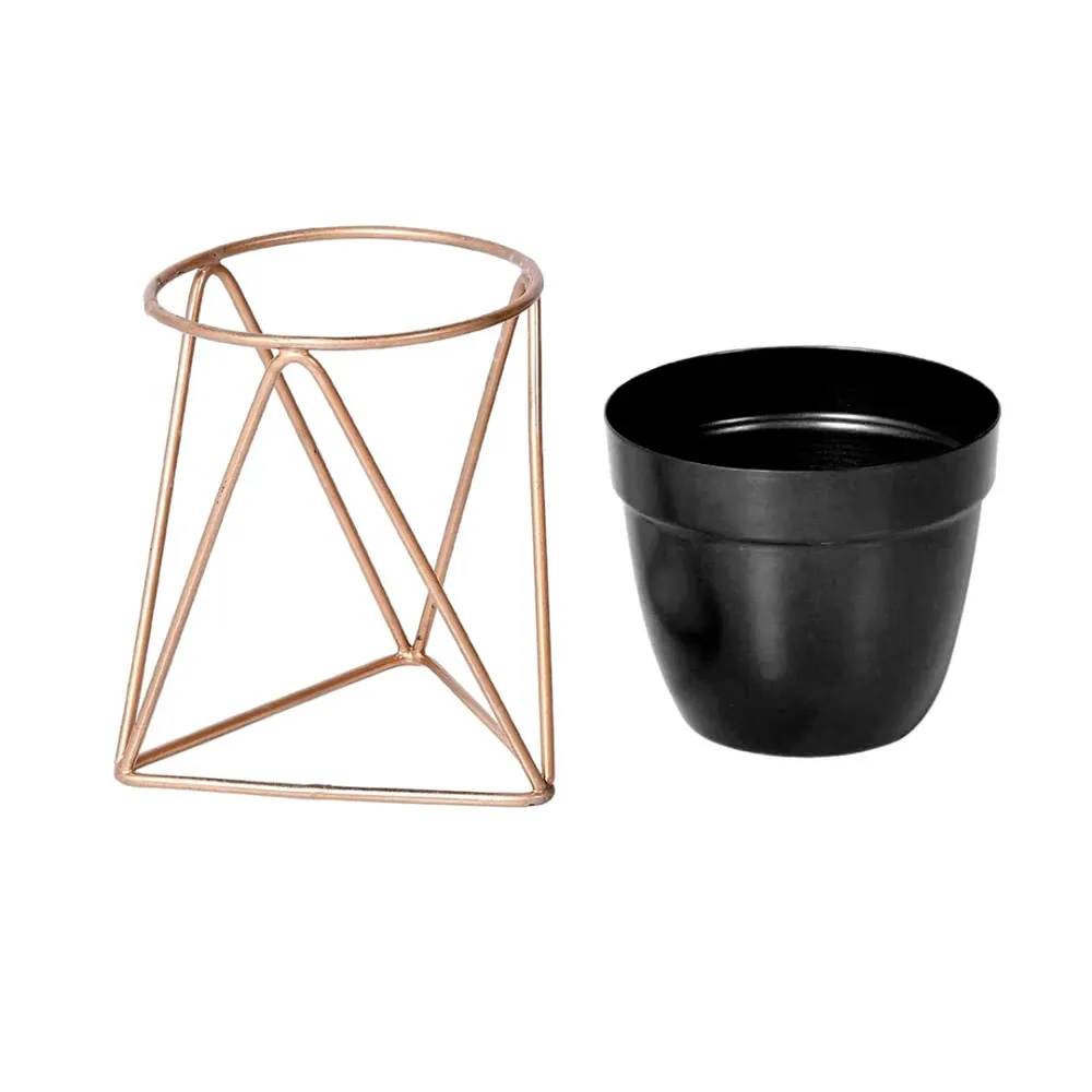 Royal Black and Gold Resilient Metal Plant Pot Single Piece