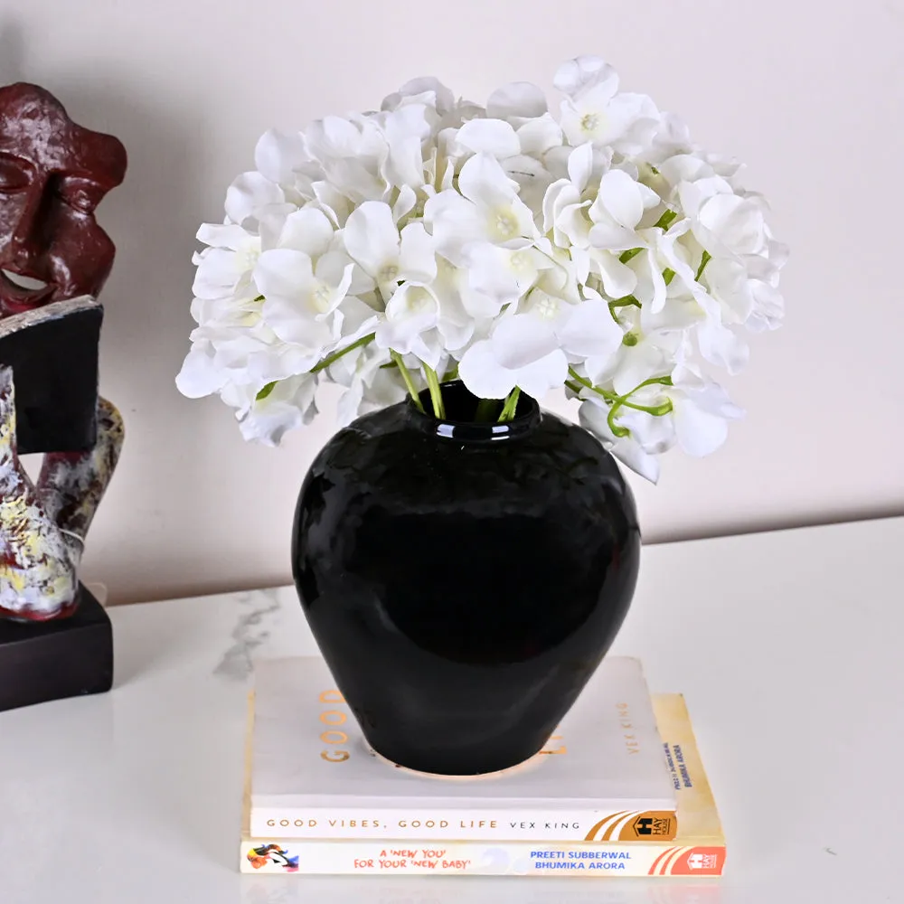 Royal Black High-quality Ceramic Urn Shaped Flower Vase